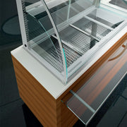 Elément top et vitrine sur 3 niveaux ouverte (avec rideau), réfrigérés, ventilés, 4x GN 1/1
