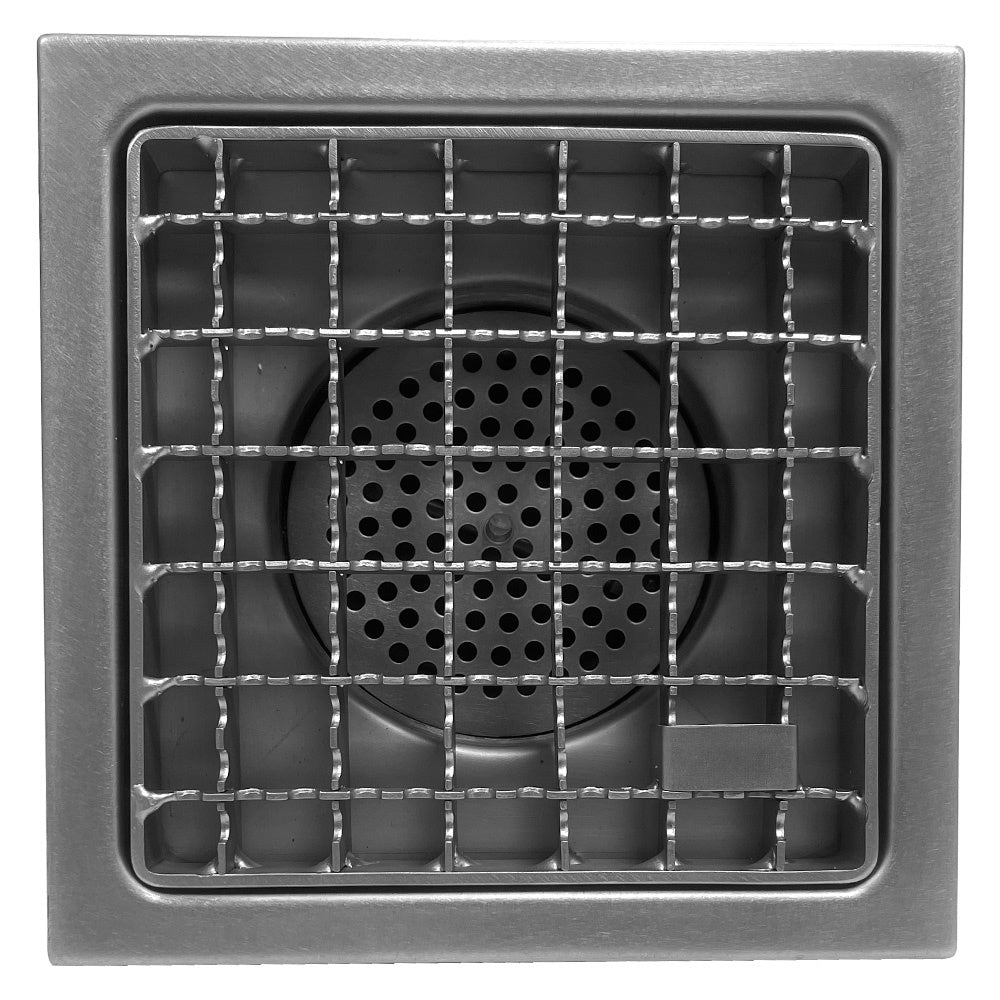 Caniveau de sol inox 400x400, sortie horizontale