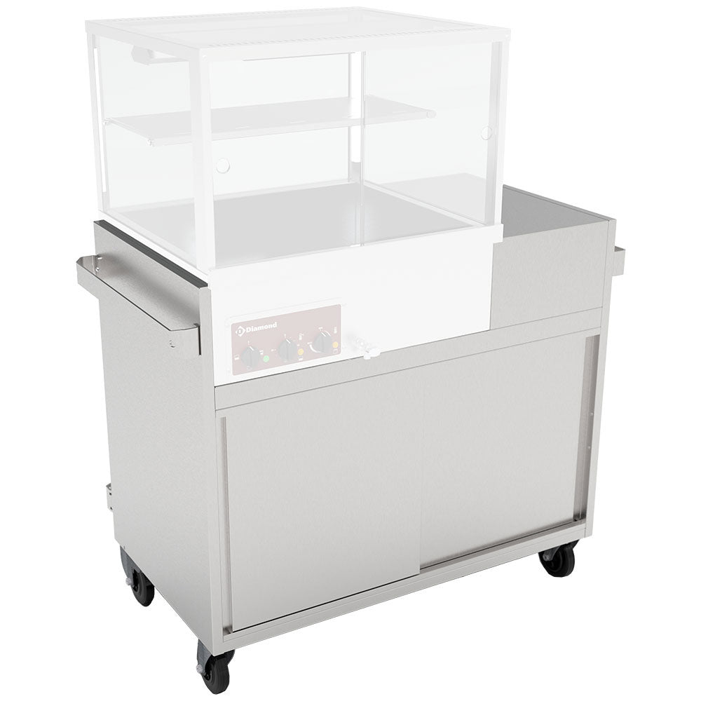 Meuble inox support vitrine VBME-2X, sur roulettes