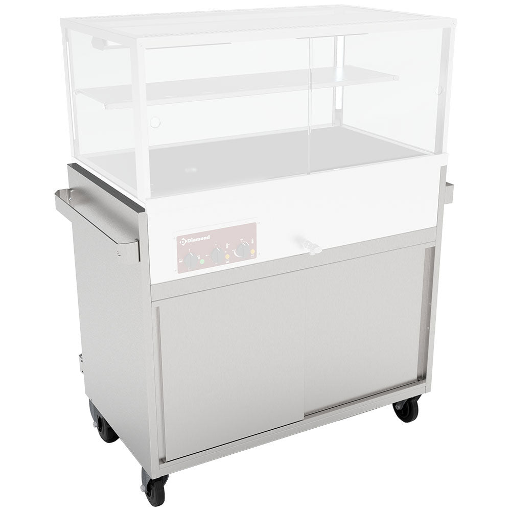 Meuble inox support vitrine VBME-3X, sur roulettes