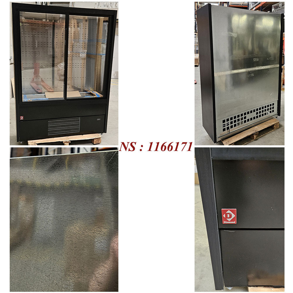 Murale réfrigéré, ventilé, avec portes coulissantes en verres - NOIR