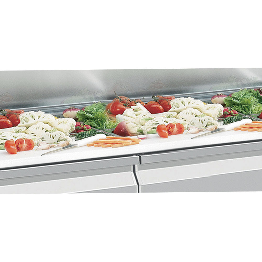 Table frigorifique ventilée, 2 portes GN 1/1, 260 Lit. avec saladette réfrigérée GN