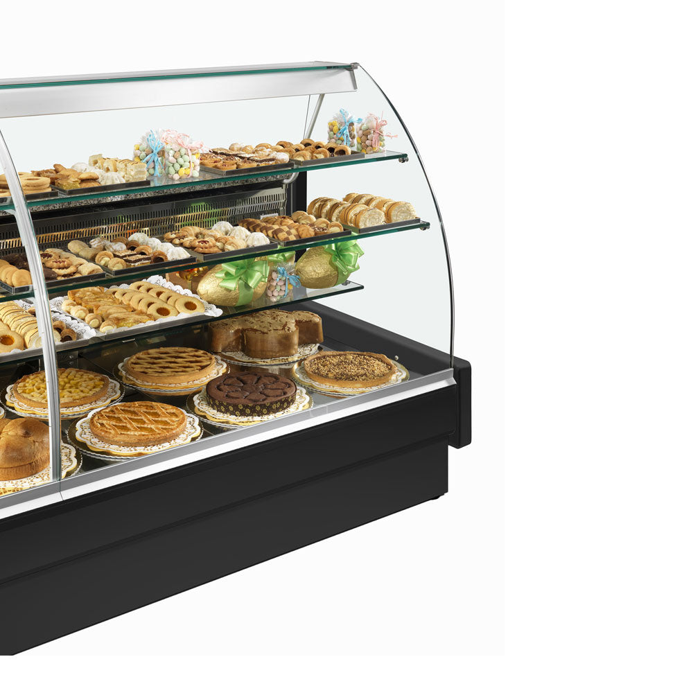 Vitrine réfrigérée Diamond avec comptoir vitrine statique, vitre courbe, tiroirs de chargement, finition noire, sans réserve.