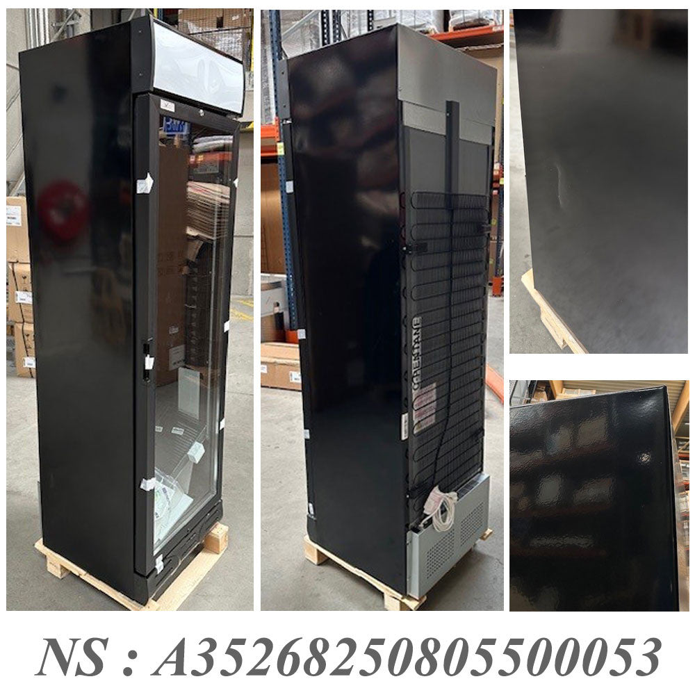 Vitrine ventilée positive 382 litres NOIRE avec caisson lumineux