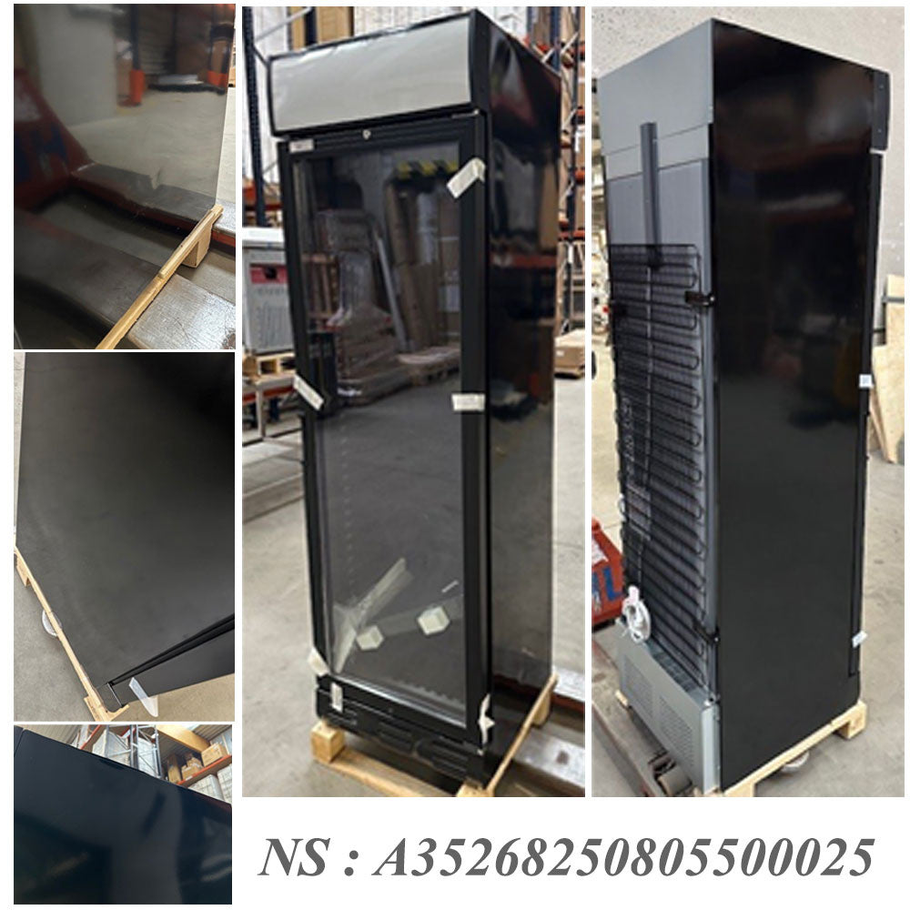 Vitrine ventilée positive 382 litres NOIRE avec caisson lumineux