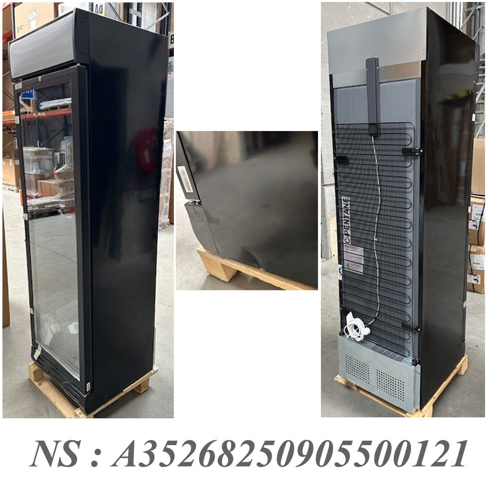Vitrine ventilée positive 382 litres NOIRE avec caisson lumineux