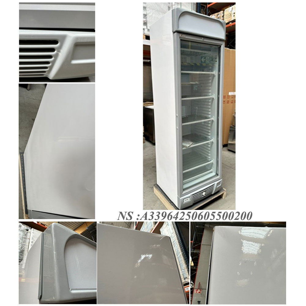 Vitrine ventilée négative vitrée 374  litres - 5 niveaux fixes avec caisson lumineux - BLANCHE