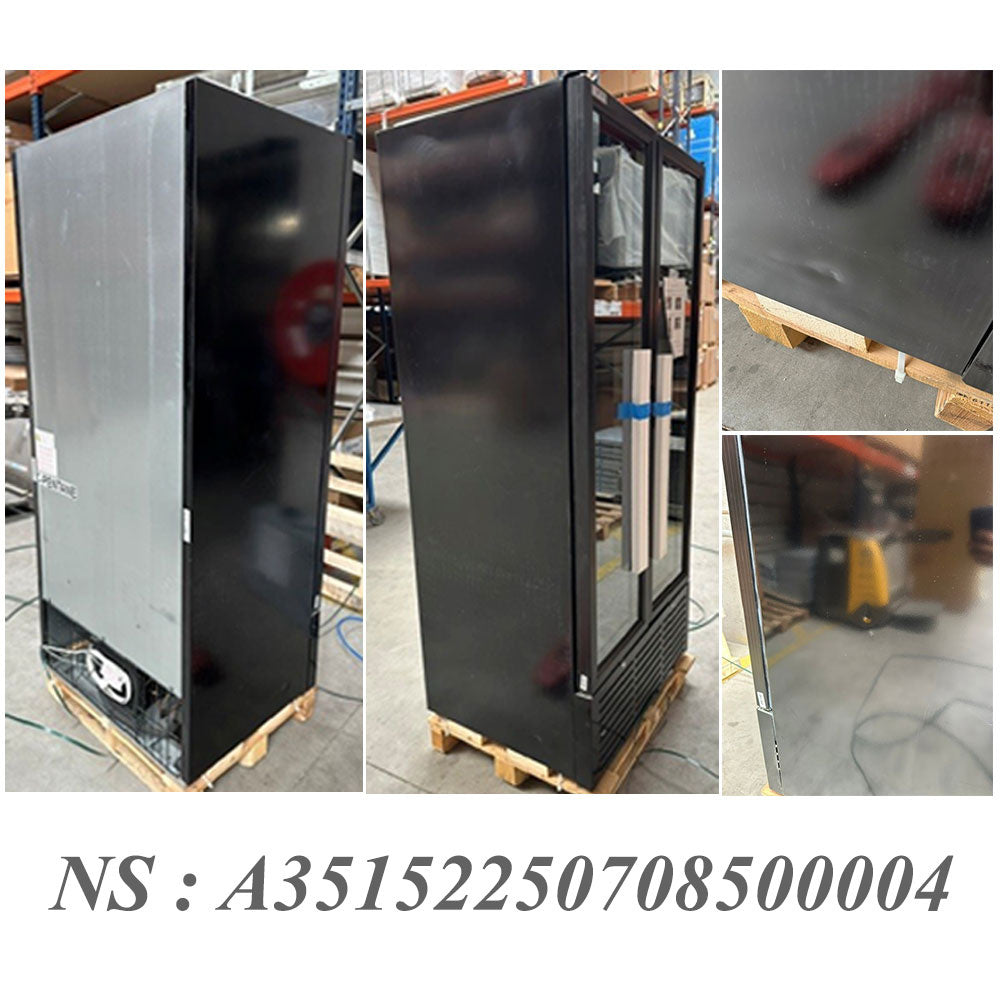 Vitrine ventilée positive 804 litres, 2 portes battantes, NOIRE