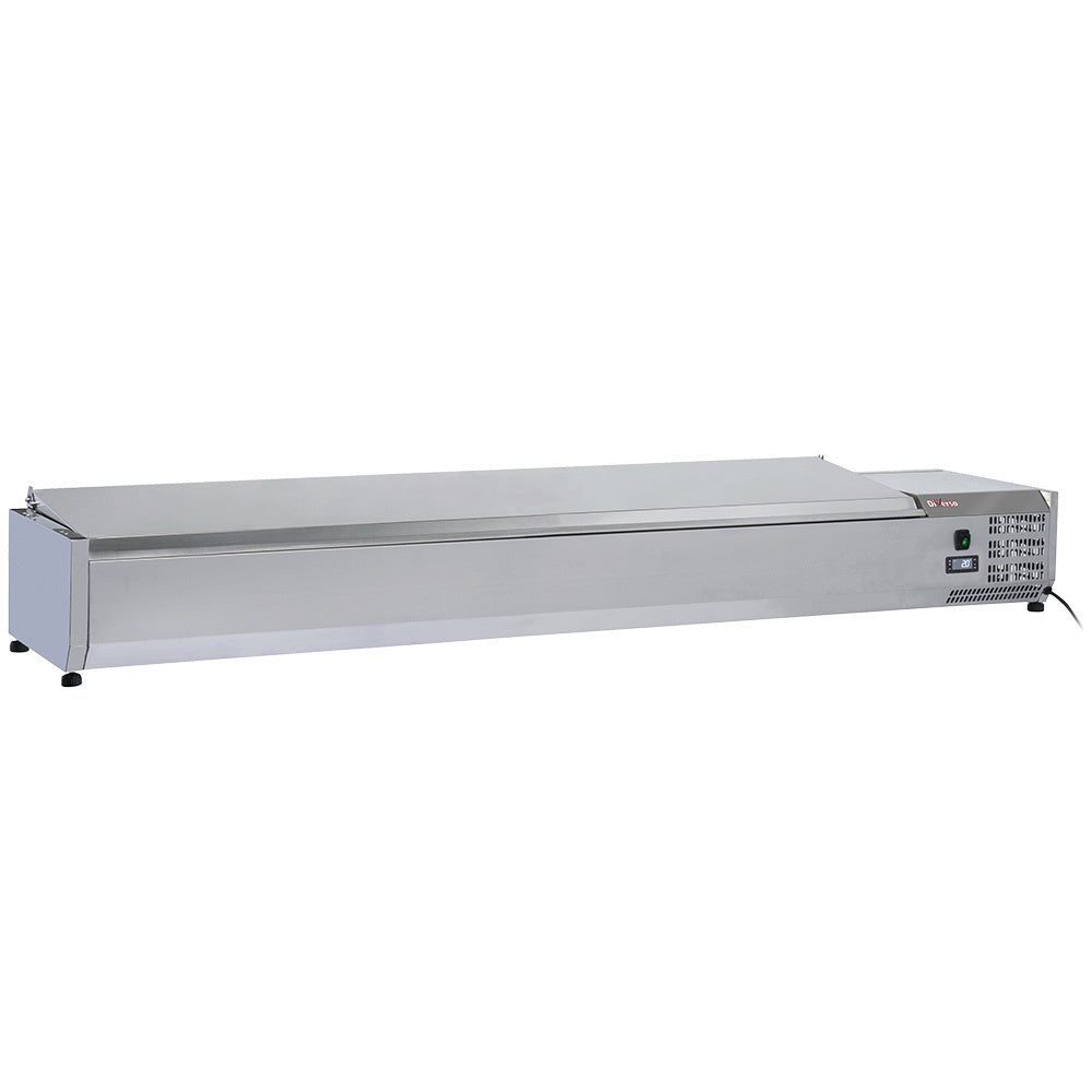 Table frigorifique, ventilé, 4 portes GN 1/1, sur roues, 2 avec freins