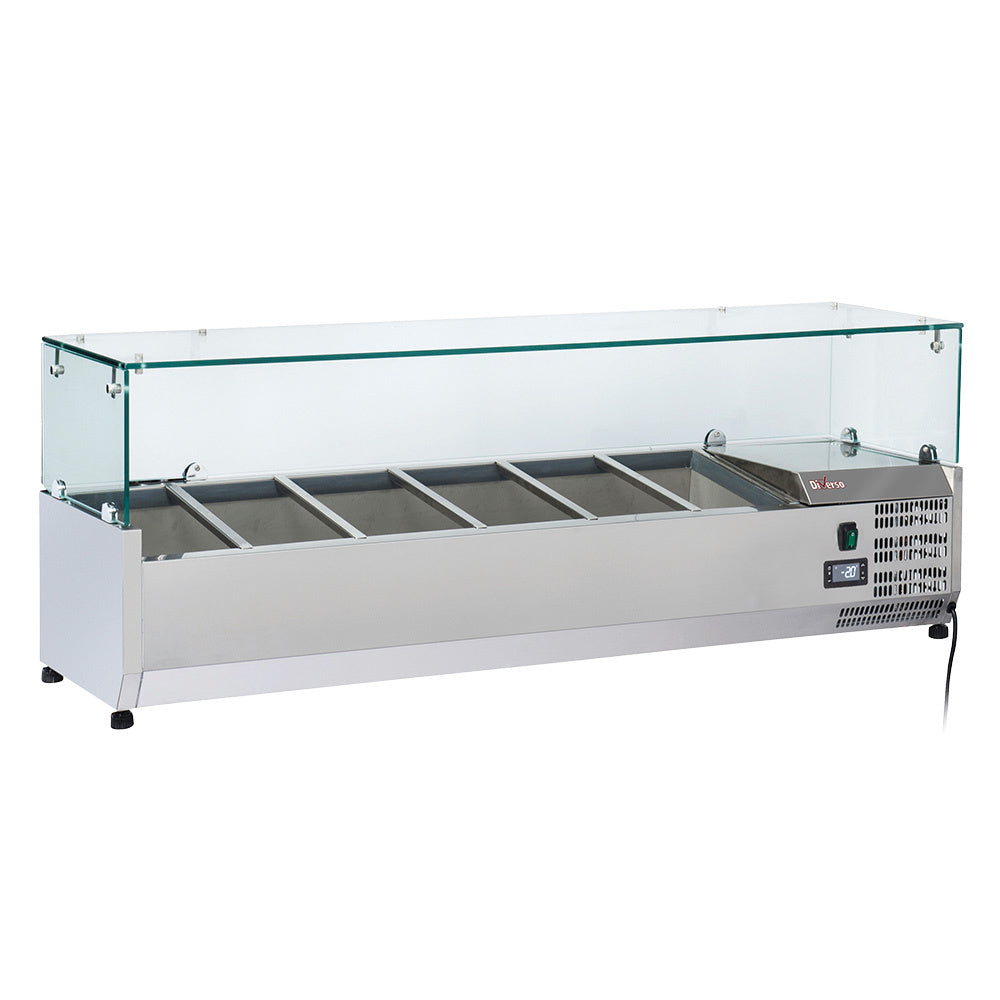 Table frigo pizzeria, 1 porte EN 600x400, 5 tiroirs neutres EN 600x400, sur roues, 2 avec freins
