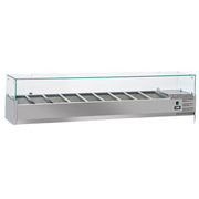 Table frigo pizzeria, 2 portes EN 600x400, 5 tiroirs neutres EN 600x400, sur roues, 2 avec freins