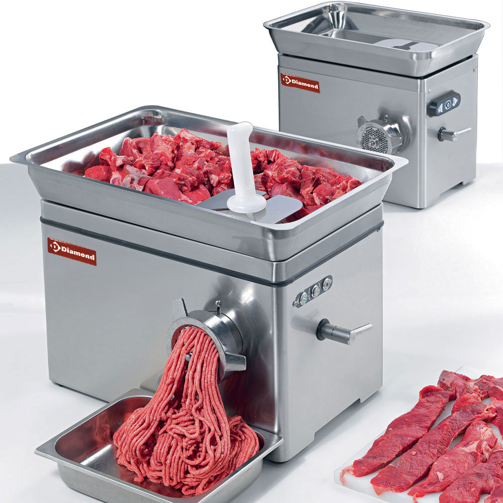 Hachoir en inox Diamond N° 32 de table, Ø 6 mm, capacité 500kg/h, groupe en acier inox pour la découpe précise.