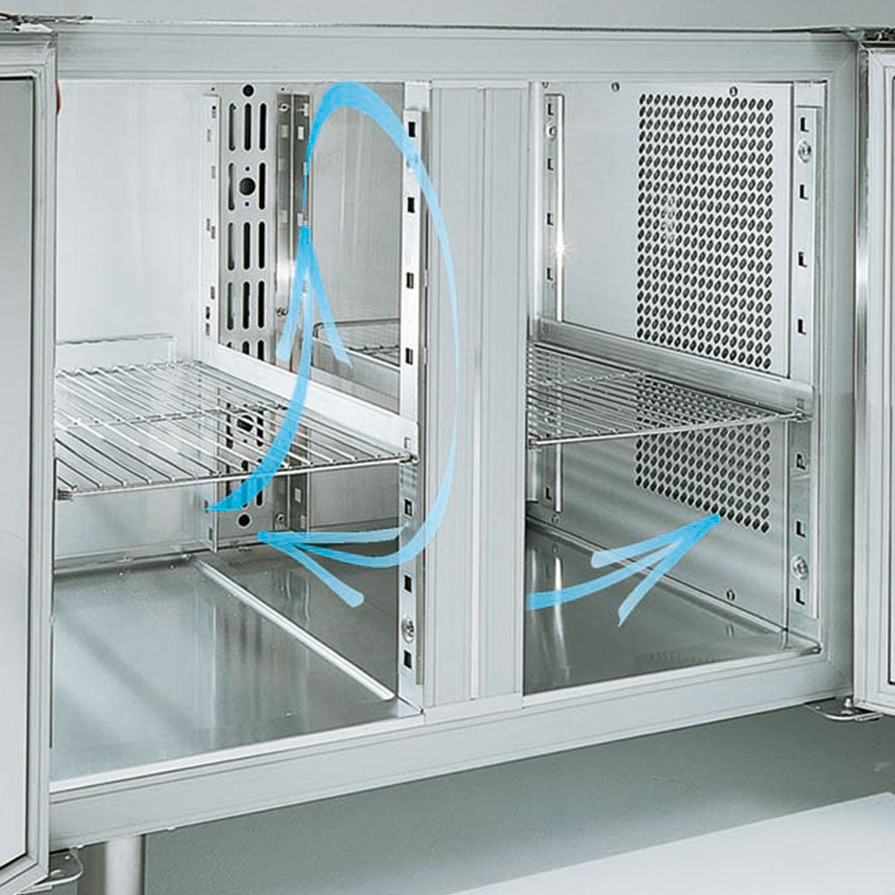Table de congélation murale Diamond avec ventilation, 2 portes GN 1/1, capacité de 260 litres, modèle pour stockage professionnel