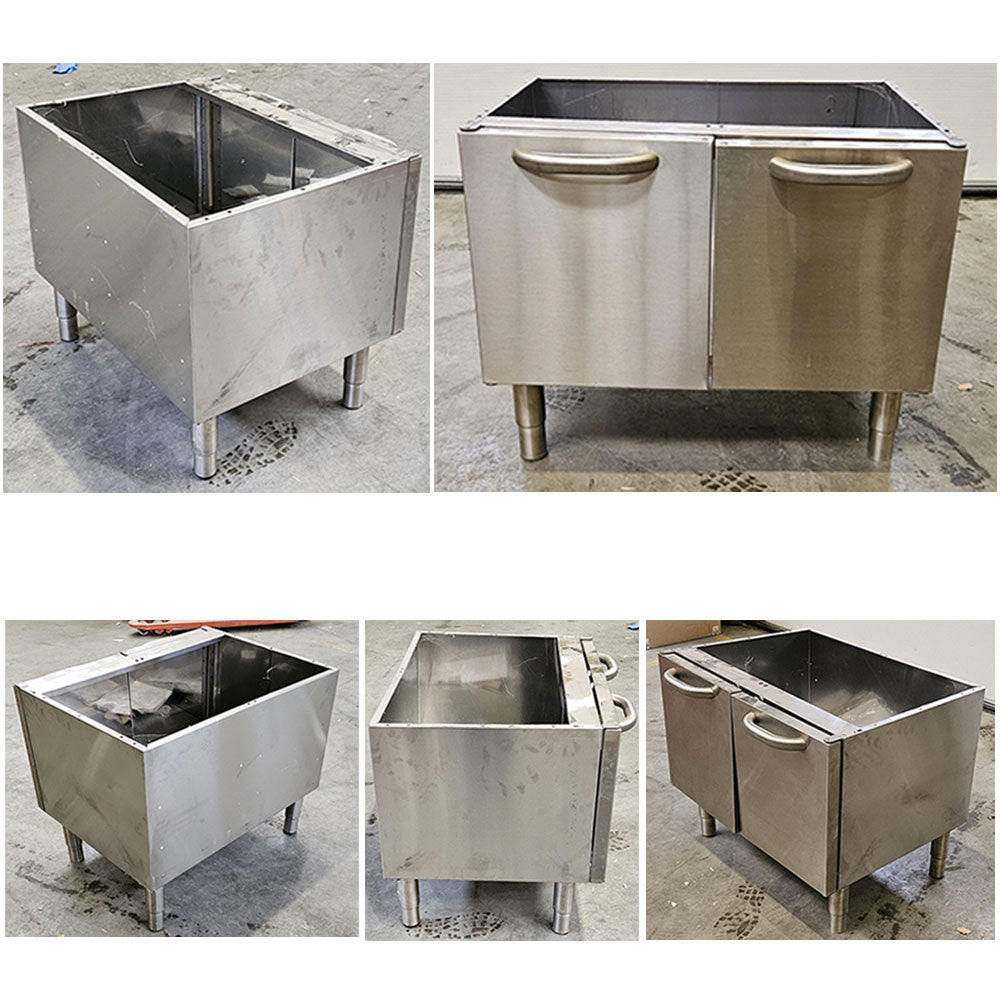 Soubassement ouvert, 800 mm, inox AISI 304 + 2x Porte 400 mm gauche ou droite
