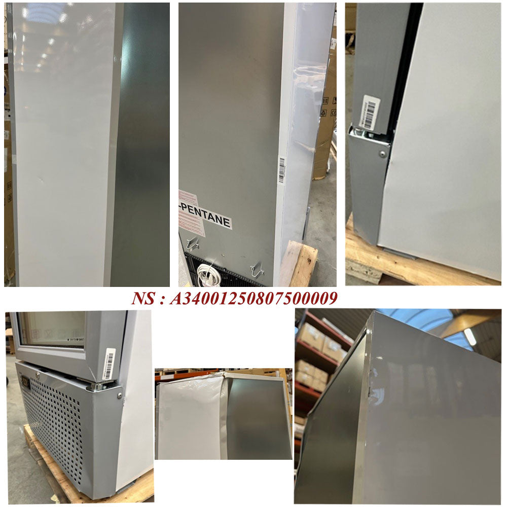 Vitrine ventilée négative vitrée 221 litres - 7 niveaux fixes - BLANCHE