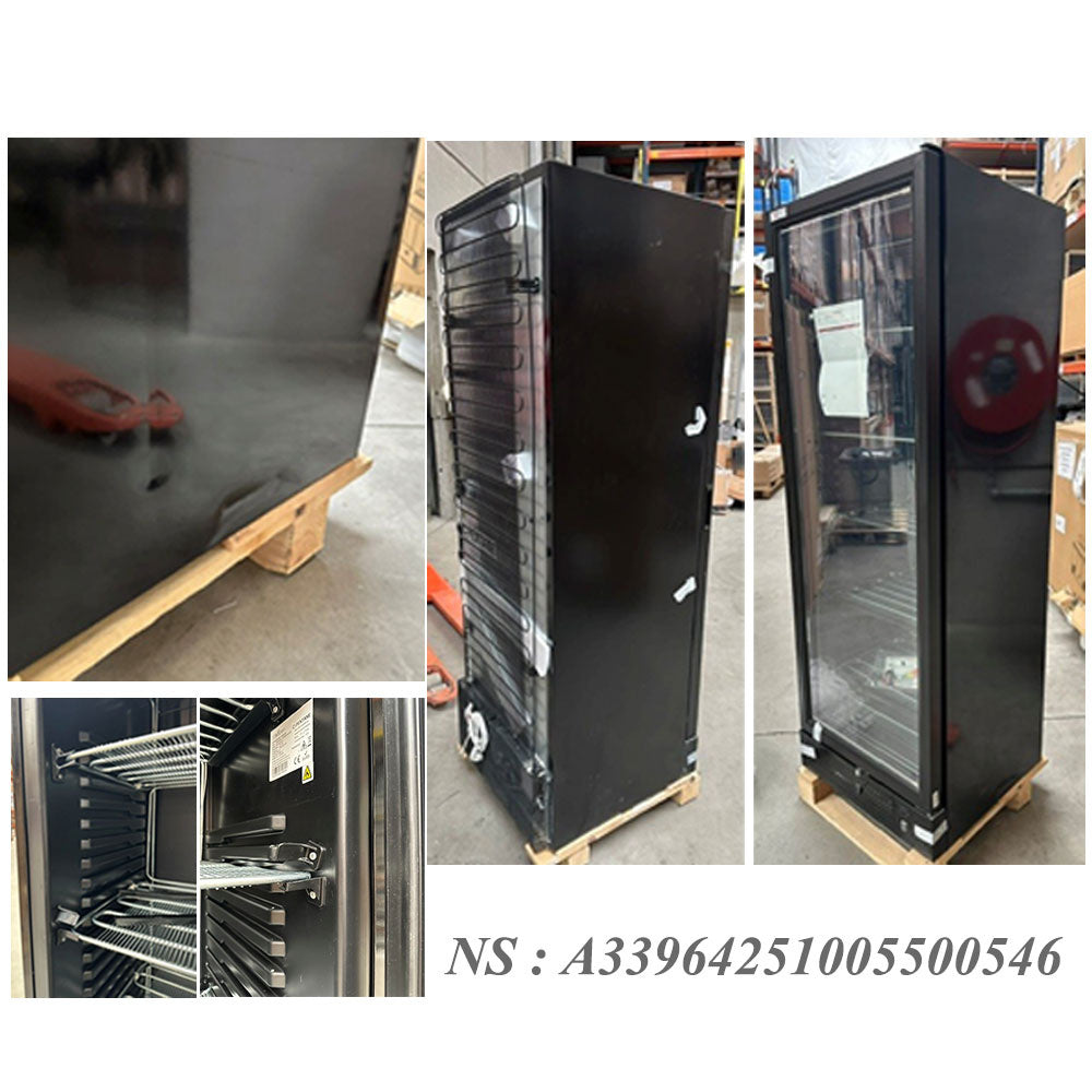 Vitrine ventilée négative vitrée 382 litres - 5 niveaux fixes - NOIRE