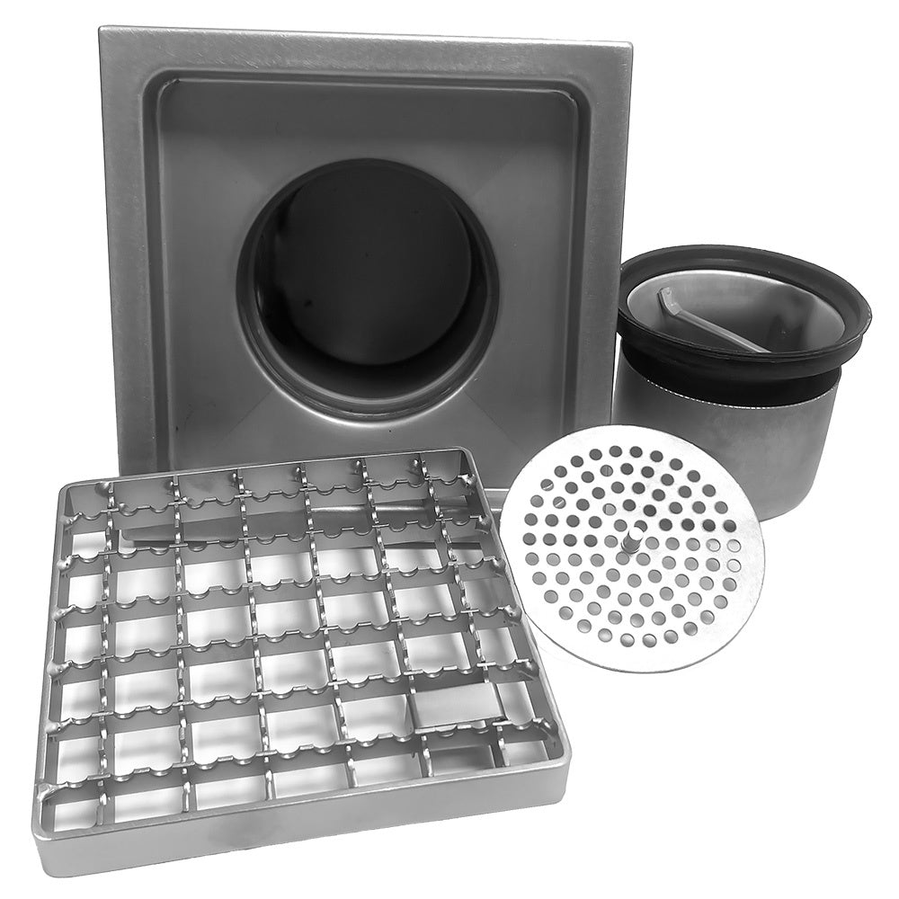 Caniveau de sol inox 400x400, sortie horizontale