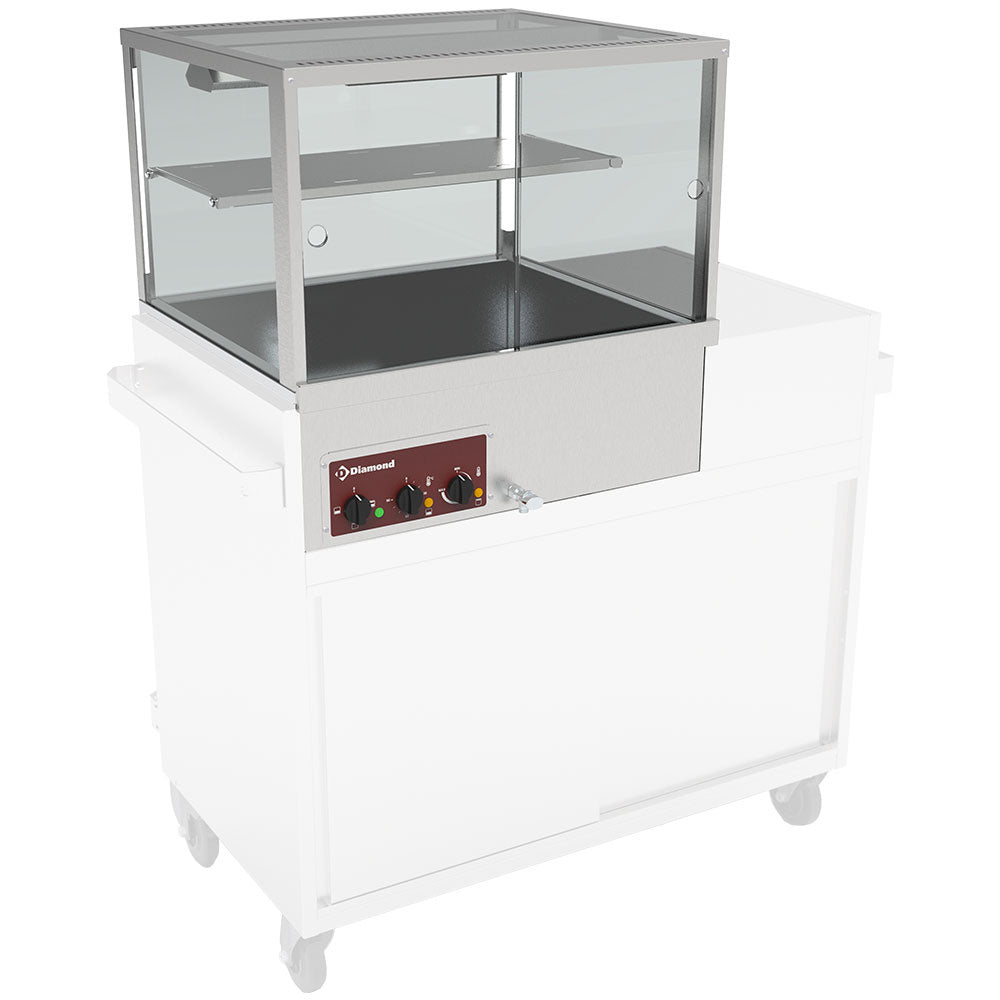 Vitrine chauffante, bain-marie 2x GN 1/1, panoramique