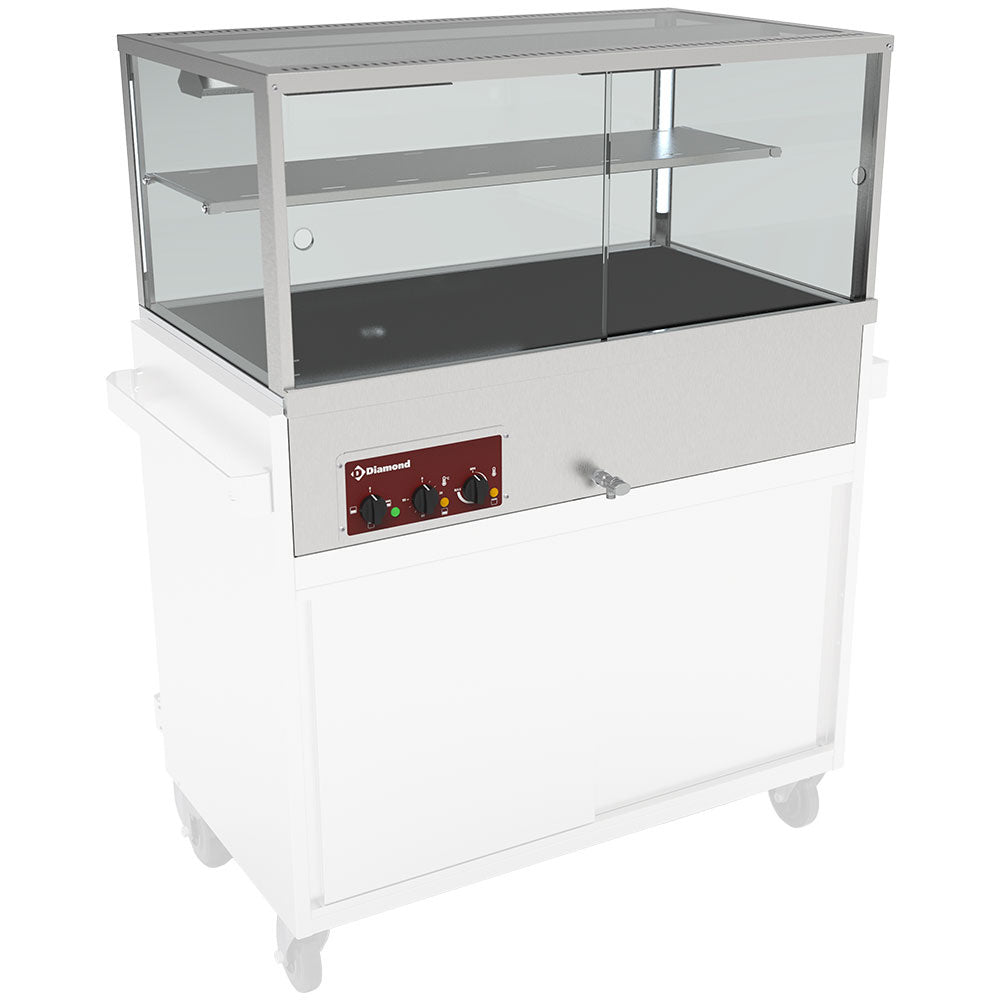Vitrine chauffante, bain-marie 3 GN 1/1, panoramique