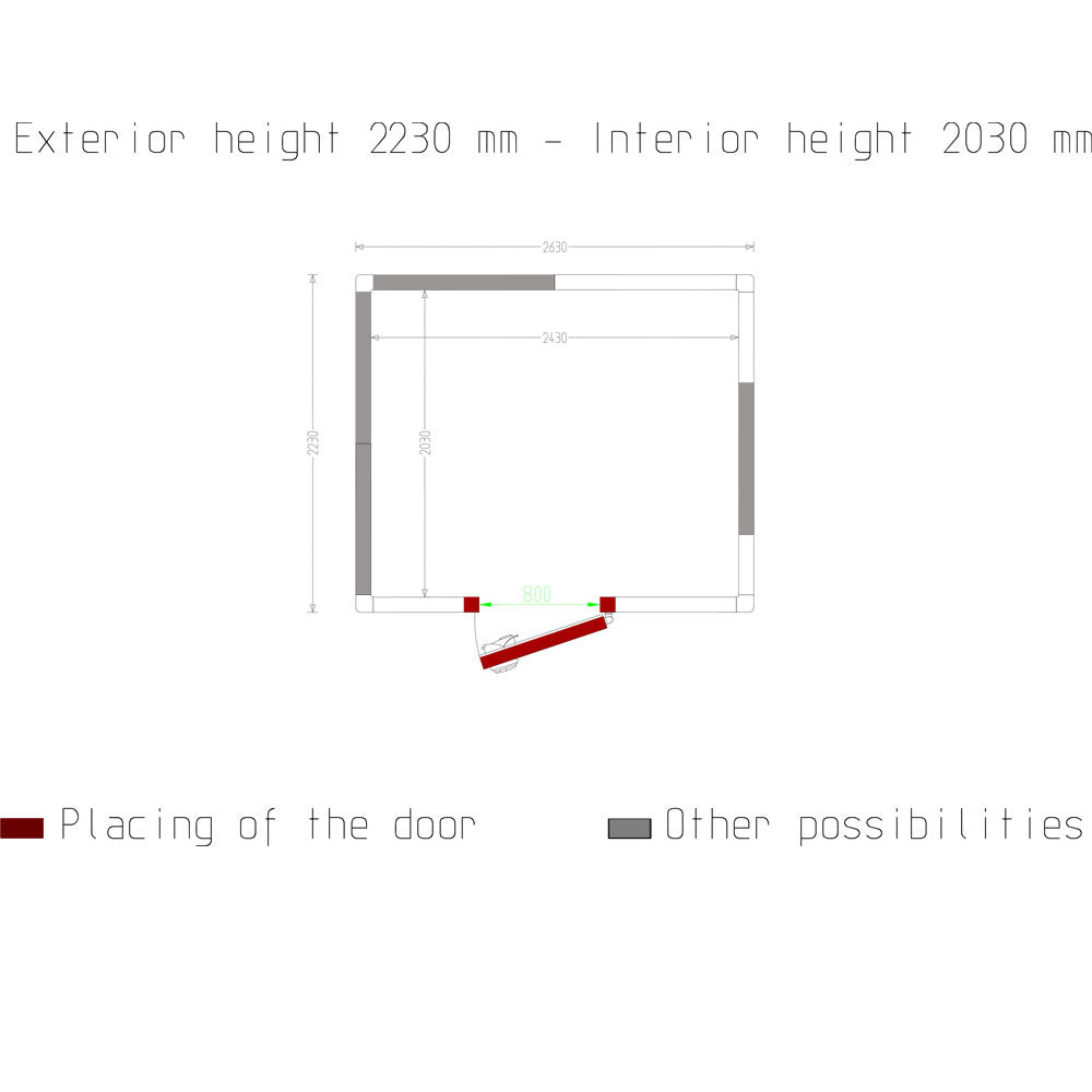 Chambre ISO 100, dim. int. 2430 x 2030 xh 2030 mm  (10,01  m³)