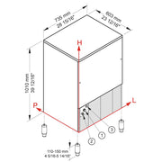 Machine à glaçons Diamond CUBO ICE 95 kg avec réserve de 55 kg, modèle à remplissage et pulvérisation, vue détaillée.