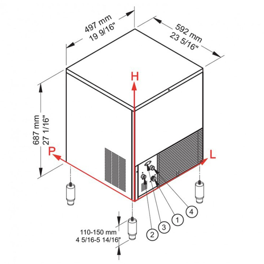 Machine à glaçons CUBO ICE 38 kg, avec réserve 16 kg - EAU