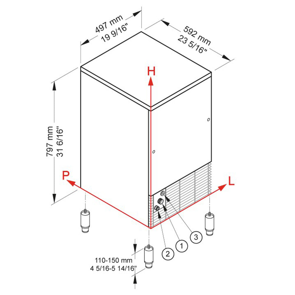 Machine à glaçons CUBO ICE 48 kg, avec réserve 25 kg - EAU