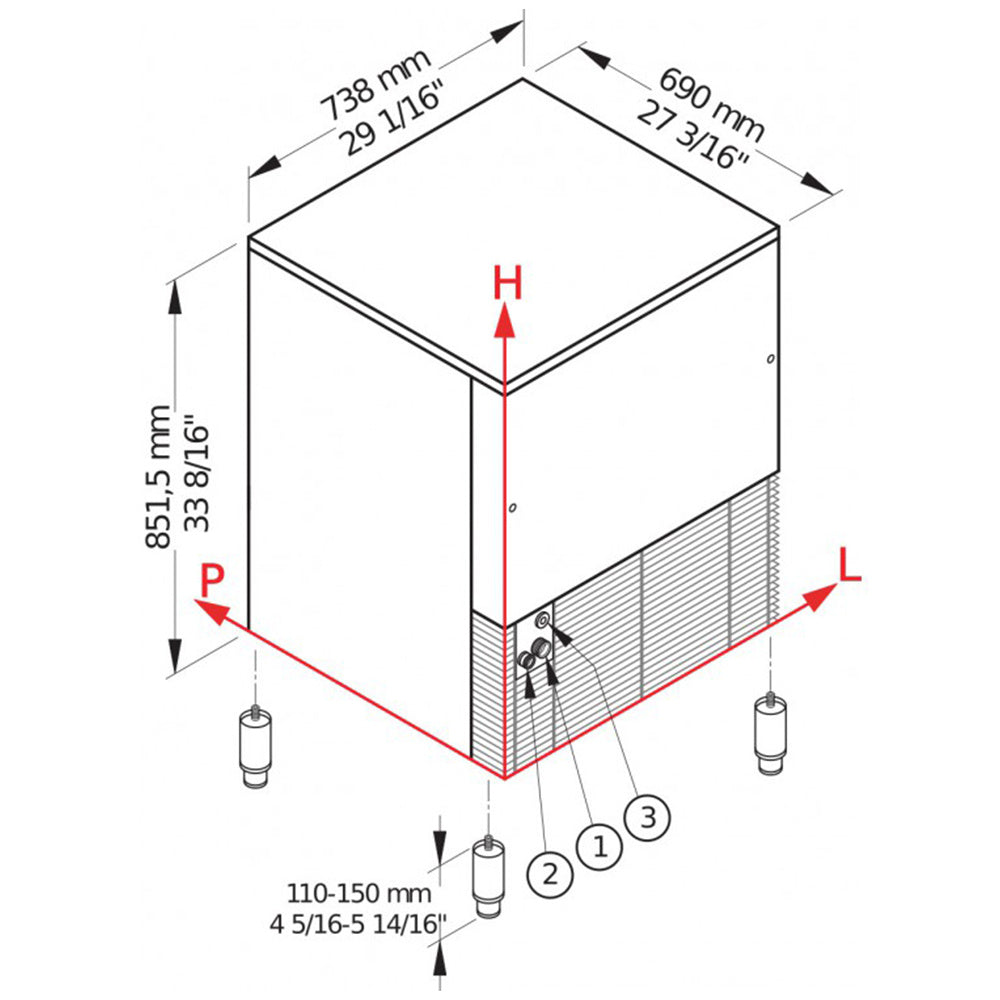 Machine à glace PEBBLE ICE 142 kg avec réserve 40 Kg - EAU