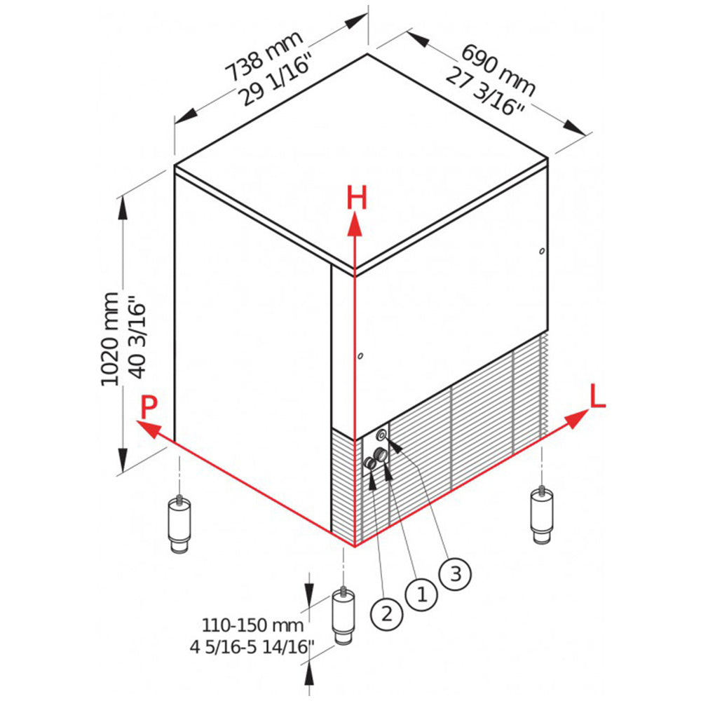 Machine à glace PEBBLE ICE 146 kg avec réserve 50 Kg - EAU