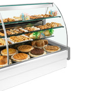 Comptoir vitrine réfrigérée Diamond, modèle statique avec tiroirs, gris et blanc, pour exposition de produits alimentaires.