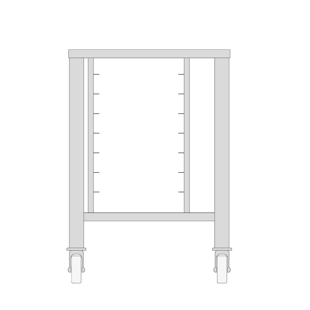 Table avec roulettes pour cuiseur vapeur MAXIMA 5X 2/3 GN, plateau en acier inoxydable, pratique et mobile pour la cuisine professionnelle.