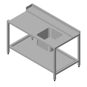 Dishwashing table - 190 x 75 cm - right-hand - with sink and storage shelf