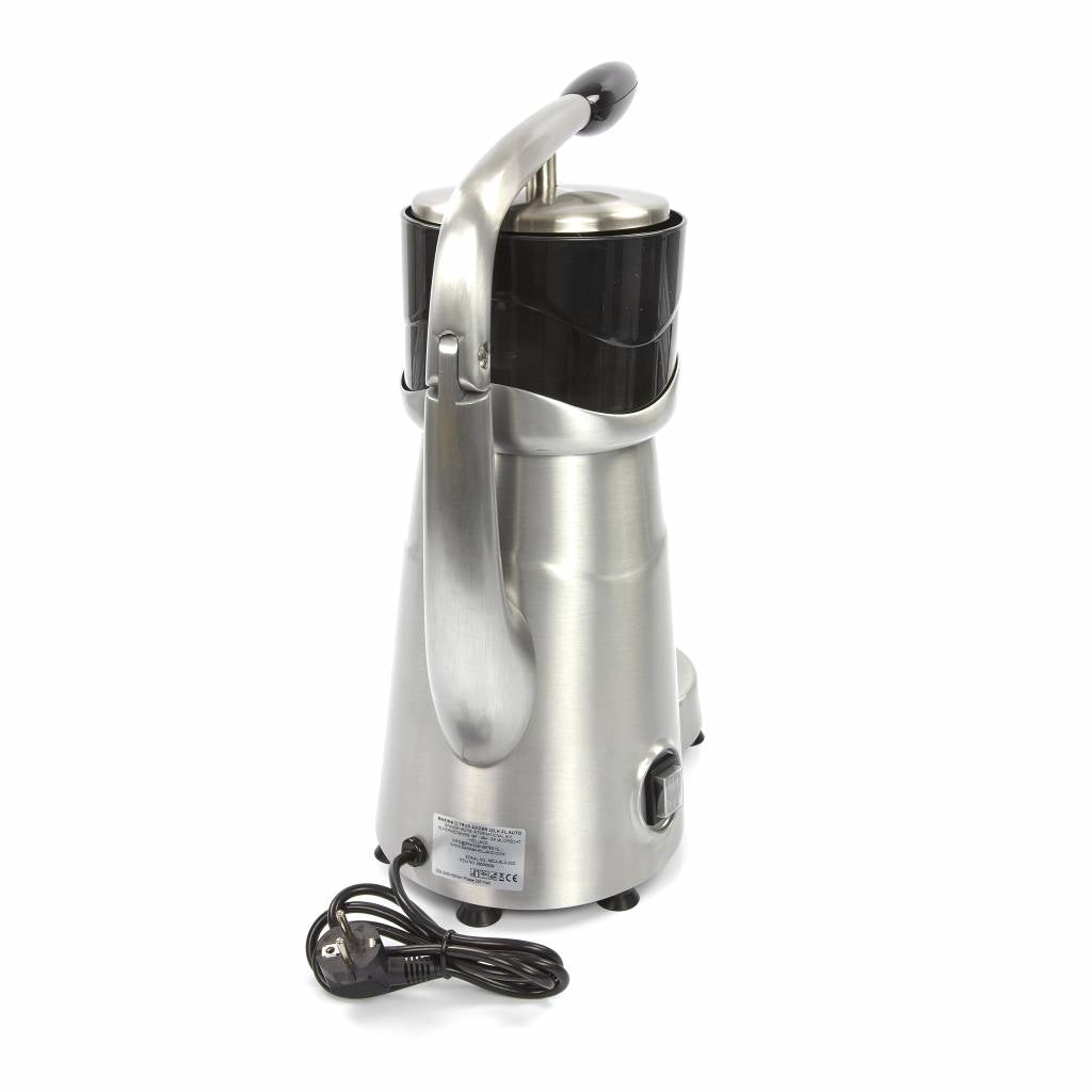 Presse-agrumes électrique Maxima avec levier, capacité 32 L/h, hauteur de verre 19 cm, pour extraire le jus d'orange.