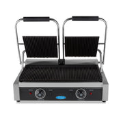 Plaque de grill de contact rainurée Maxima, double, 2 x 22 cm, surface de cuisson pour grillade.