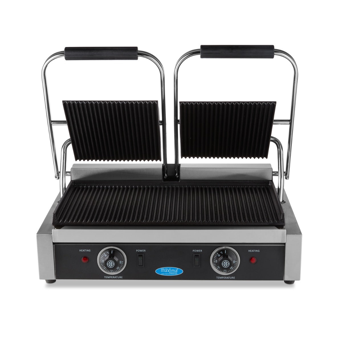 Grill contact - rainuré - plaque de gril double - 2 x 22 cm