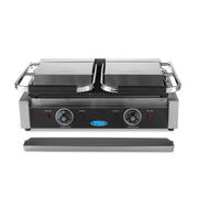 Plaque de gril double rainurée Maxima, 2 x 22 cm, pour grill de contact, surface de cuisson en métal robuste.