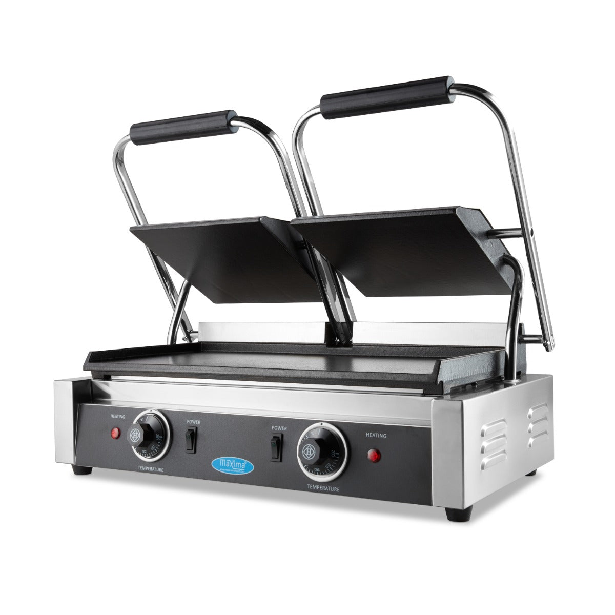 Plaque de gril double lisse Maxima pour grill de contact, 2 x 22 cm, surface de cuisson uniforme et lisse