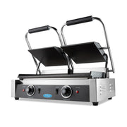 Plaque de gril double en acier lisse pour grill de contact Maxima, 2 x 22 cm, surface de cuisson lisse et résistante.