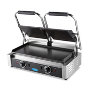 Plaque de gril double lisse de 22 cm pour grill de contact Maxima, robuste et idéale pour cuisson uniforme.
