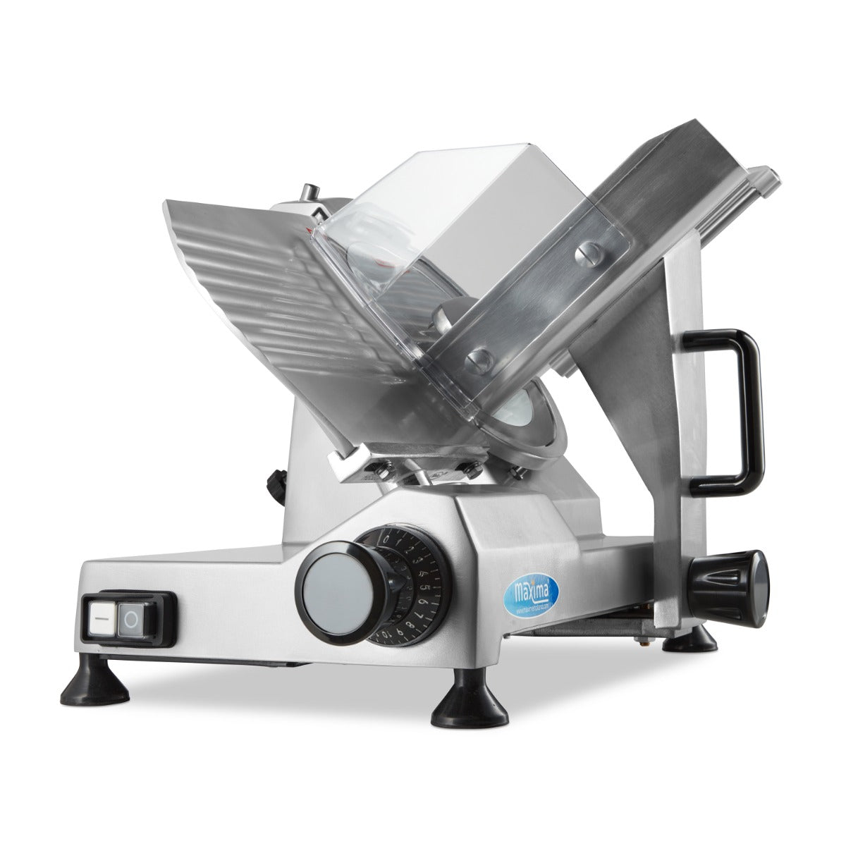 Trancheur de viande Maxima avec lame de 22 cm, outil de cuisine professionnel pour couper la viande avec précision.