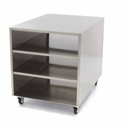Table de machine en acier inoxydable Maxima, meuble bas avec roues, dimensions 60 x 80 cm, capacité de 120 kg, surface résistante.