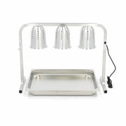 Lampe chauffante Maxima avec 3 lampes, rinceau en récipient 2/1 GN pour chauffage professionnel en cuisine.