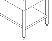 Table lave-vaisselle en inox Maxima, 210x70 cm, avec 2 éviers, dosseret et étagère de rangement.