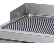 Plaque de gril rainurée en acier pour ligne de cuisson 900 Maxima, unité double, profondeur 90 cm, adaptée au gaz.