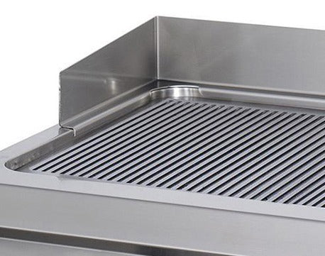 Plaque de gril rainurée en acier pour ligne de cuisson 900 Maxima, unité double, profondeur 90 cm, adaptée au gaz.