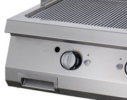 Plaque de gril double en chrome rainuré pour ligne de cuisson 900 Maxima, profondeur 90 cm, adaptée au gaz.