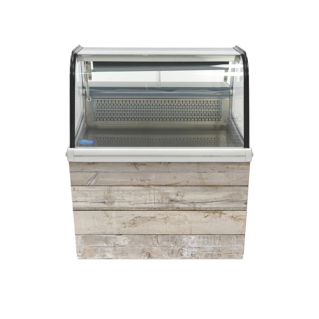 Vitrine réfrigérée Maxima de 175 L avec support, porte vitrée en verre et intérieur éclairé.