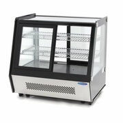 Vitrine à gâteaux réfrigérée Maxima de 125 L avec portes coulissantes avant et arrière, dimensions 71 cm.