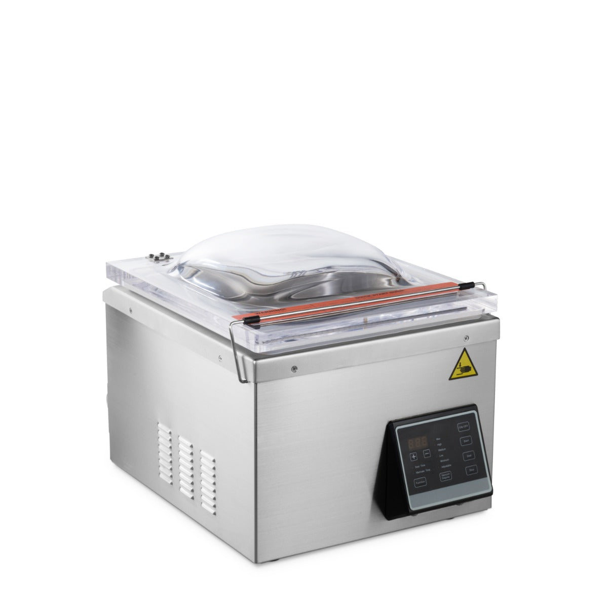 Machine à emballer sous vide Maxima, chambre de 29 cm, dimensions L35 x P30 x H11 cm, avec joint pour emballage sécurisé.