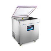 Machine à emballer sous vide Maxima, joint 70 cm, chambre W72 x D61 x H21,5 cm pour emballages alimentaires.